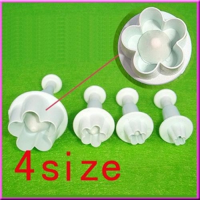 4x Cake Biscuit Cookies Decorating Plum Flower Fondant Plunger Cutter Tool Mould[010119]